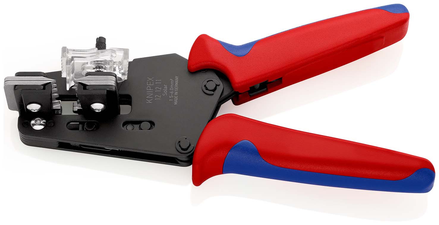 KNIPEX 12 12 11 Präzisions-Abisolierzange mit Formmessern mit Mehrkomponenten-Hüllen brüniert 195 mm