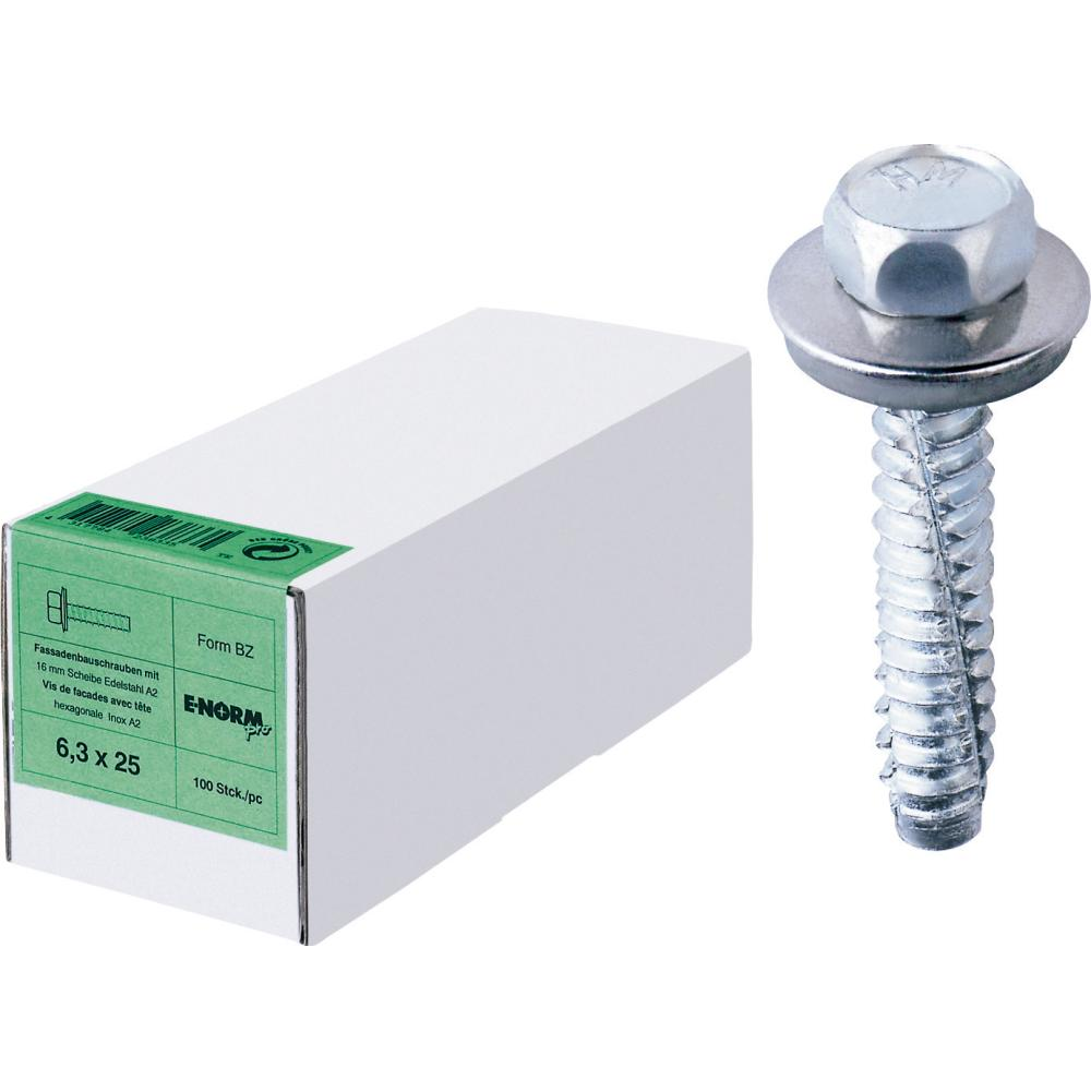 Fassadenschraube 6,3x45 mm EN Norm S16 Edelstahl A2 BZ HP E-NORMpro
