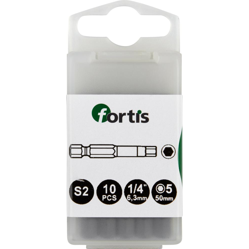 Bit 1/4" für 6-kant-Schrauben zähhart DIN3126 E6,3 Innensechskant 5x50mm 10er Pack FORTIS