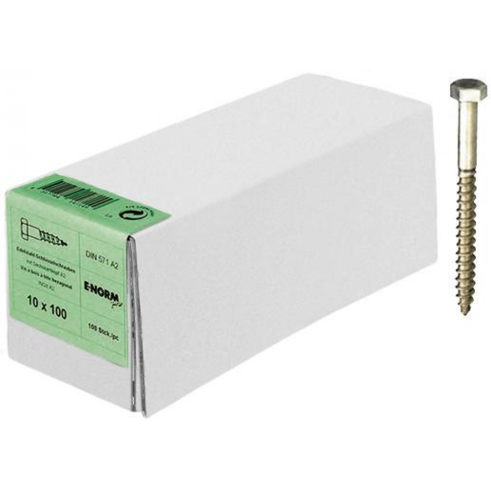 6-kant Holzschraube 6x80 DIN 571 Edelstahl A2 E-NORMpro HP