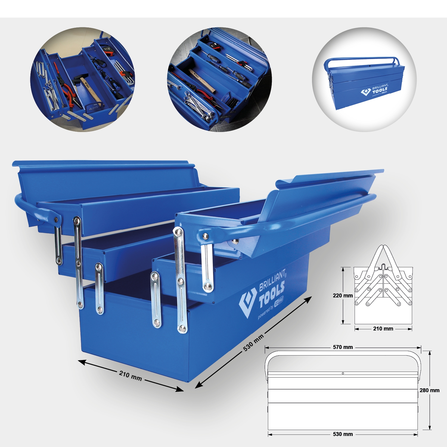 Brilliant Tools  Metall-Werkzeugkasten, klappbar