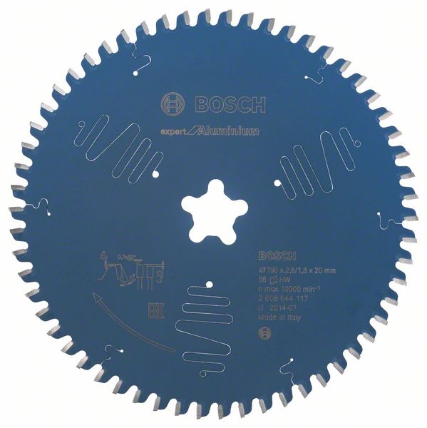 Bosch Kreissägeblatt Expert for Aluminium, 190 x Stern x 2,6 mm, 58