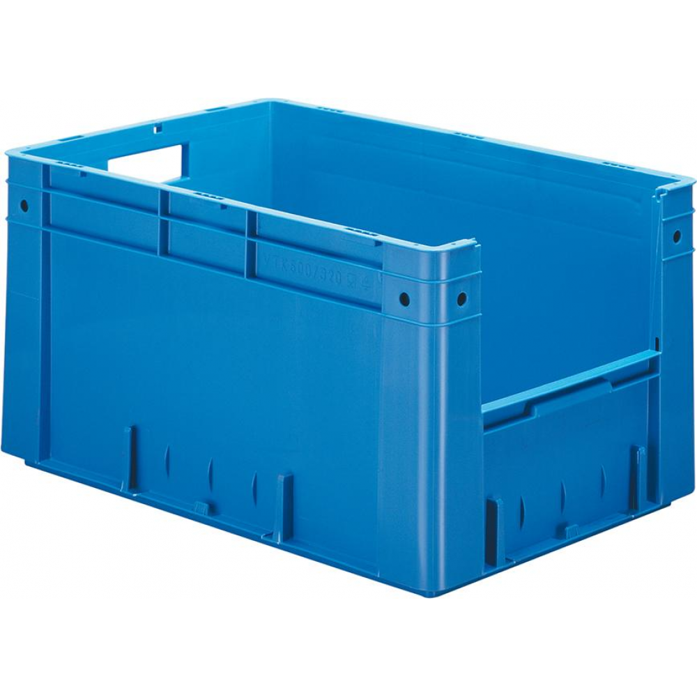 Schwerlast-Sichtlagerkasten VTK 600/320-4 Sichtlagerkasten blau B400x T600x H320 mm Auflast 600kg, VE 2 mit Griffloch