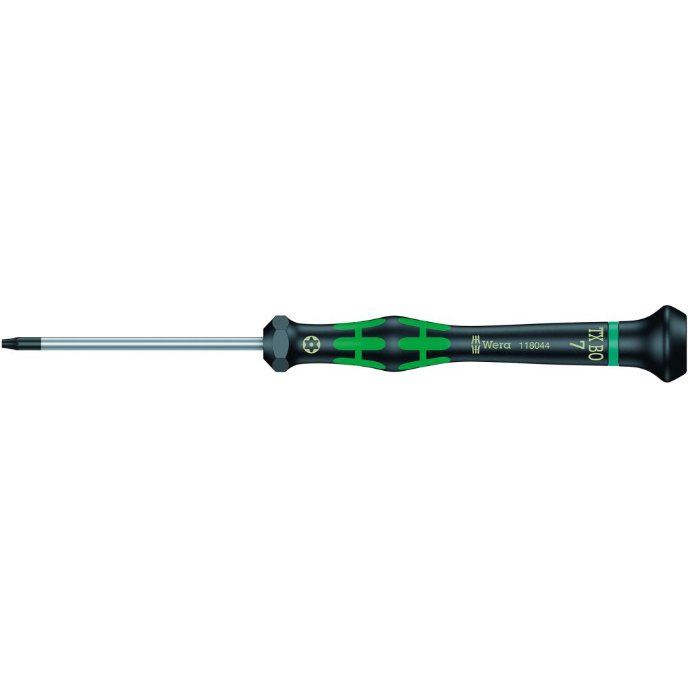 Elektronik-Schraubendreher für Innen-TORX BO-Schrauben, mit Bohrung, Nr. 2067 BO Elektronik- Schraubendreher T7x60mm Wera