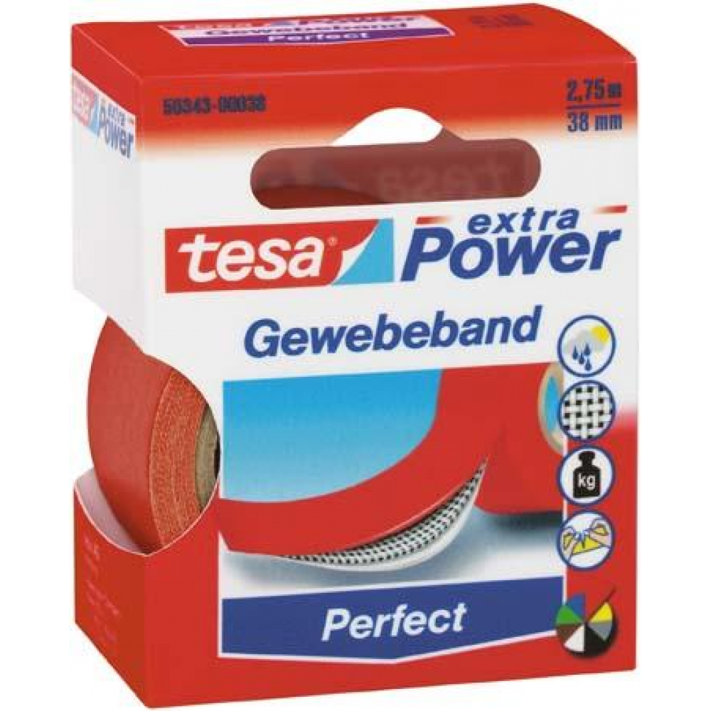 tesa Gewebeband Extra Power rot 2 75m,38mm: