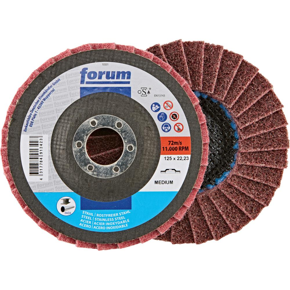 Fächerschleifscheibe 125mm, Vlies, a med FORUM FORUM