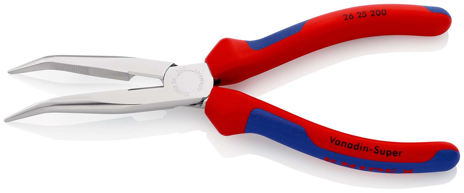 Storchschnabelzange verchromt gebogen mitMehrkomponenten-Griffen200mm KNIPEX