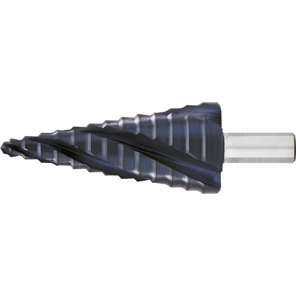 Universal-Stufenbohrer ADVANCED LINE mit 4-fach Spiralnut, Ti Al N Stufenbohrer HSS Spiralnute 6-30mm EXACT